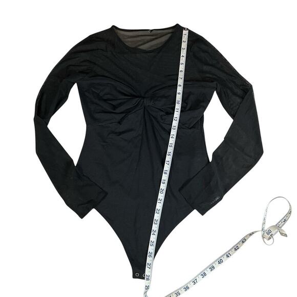 Abercrombie &Fitch Black Body Suit Mesh Long Sleeve High Neck Medium Night Out - Picture 10 of 11
